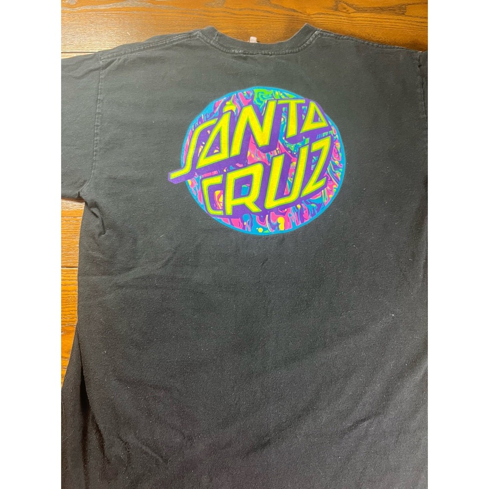Santa Cruz Shirt Mens Medium Black Skateboards Tie Dye Logo Graphic T-Shirt Tee